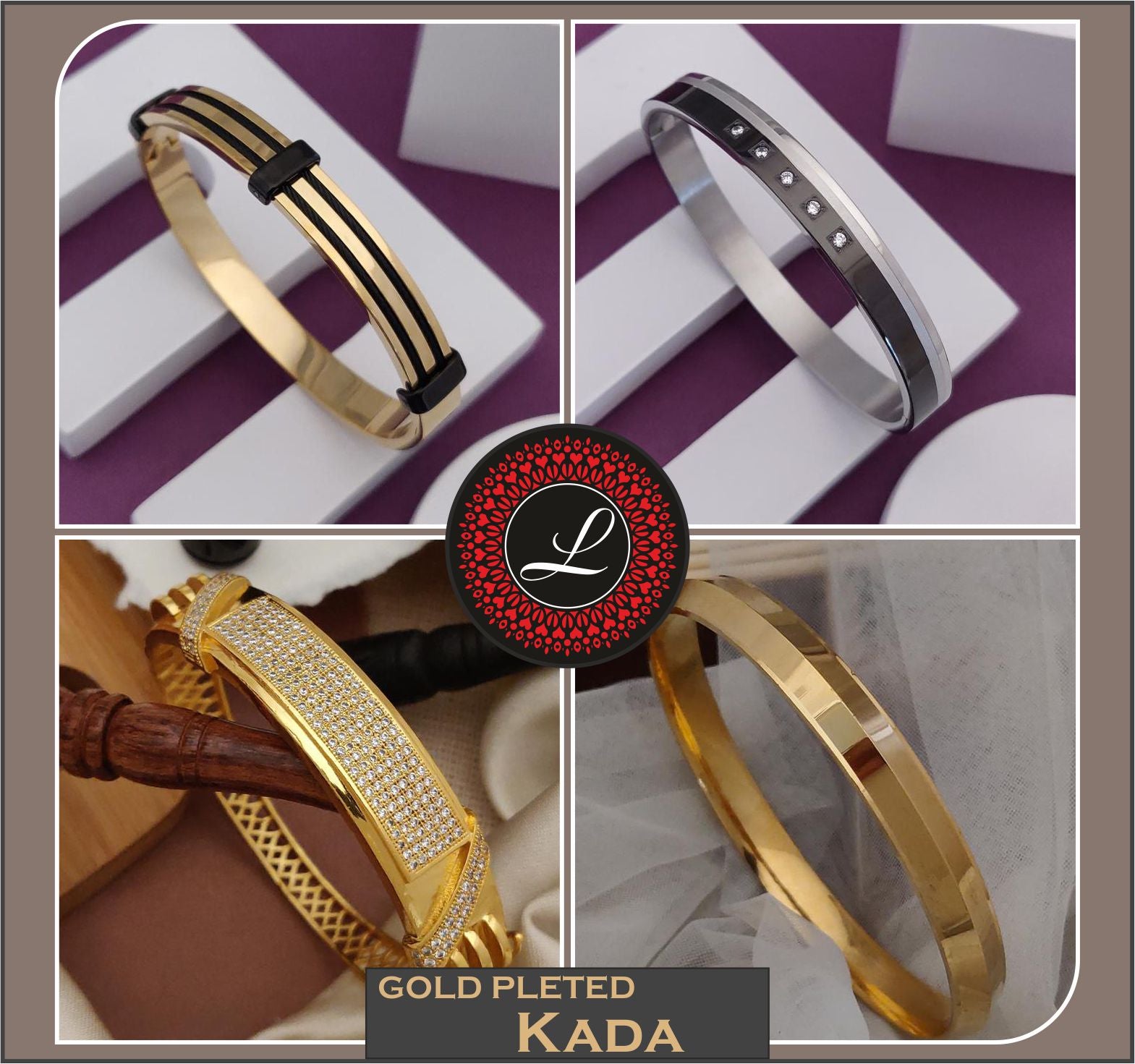 Men’s Gold, Silver, Stainless Steel Kada