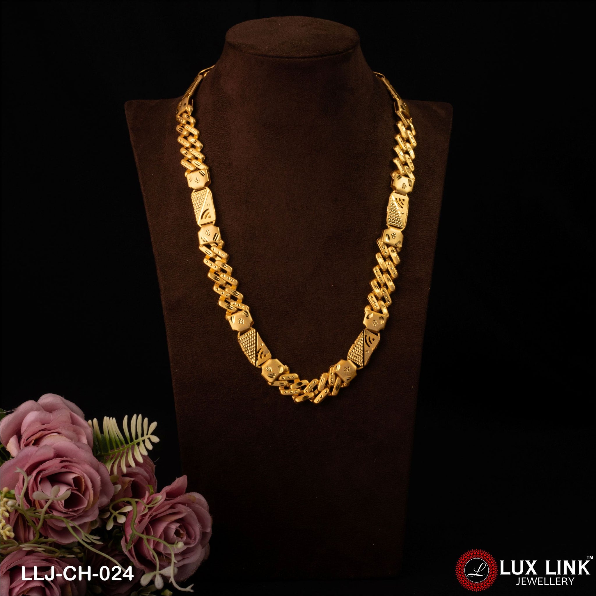 1 Gram Gold Plated 2 In 1 Latest Design Pokal Chain for Men - CH - 024
