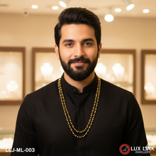 2 Line Lovely Design High-Quality Gold Plated Rudraksha Mala for Men - ML - 003