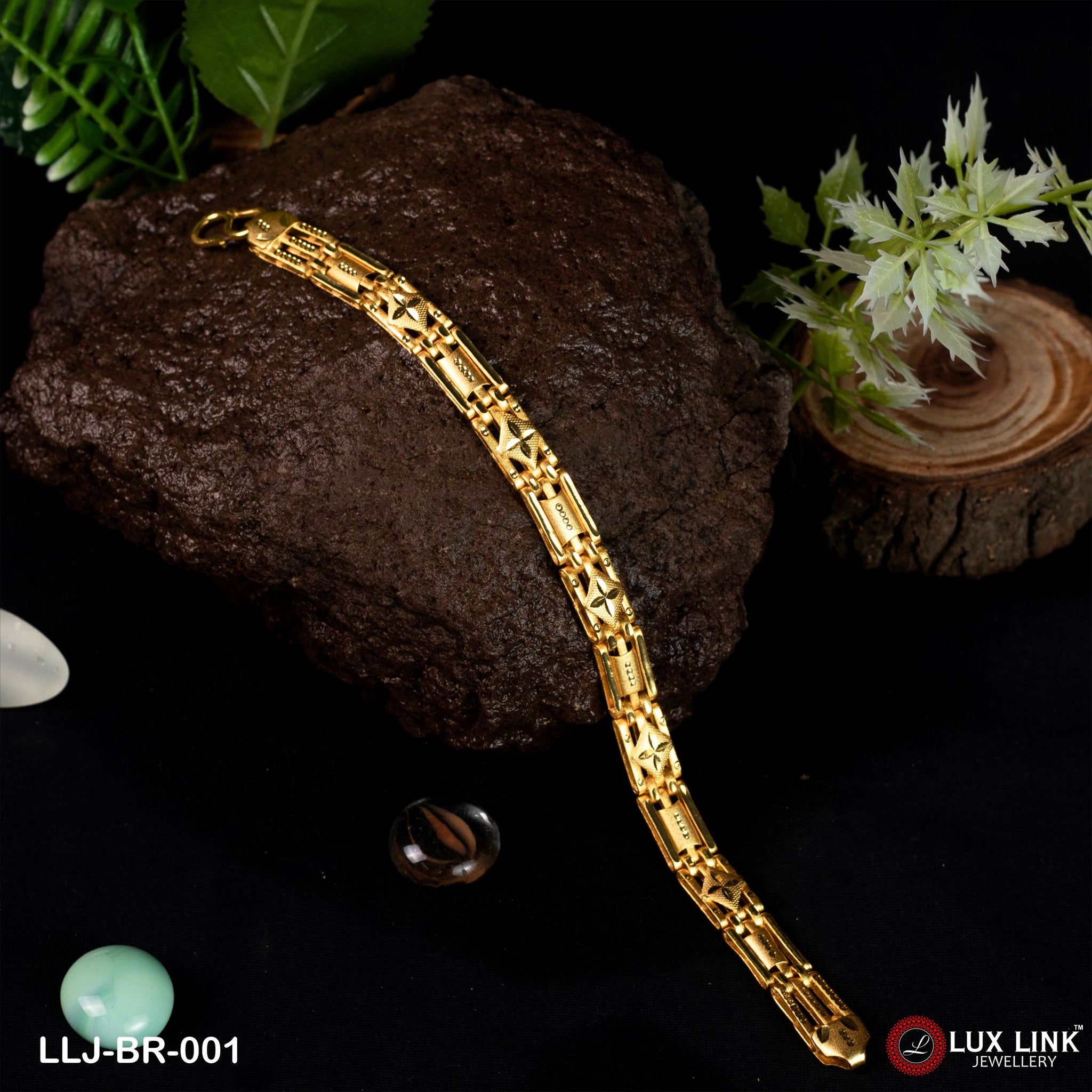 1 Gram Gold Plated Glamorous Design Box Bracelet for Men - BR - 001