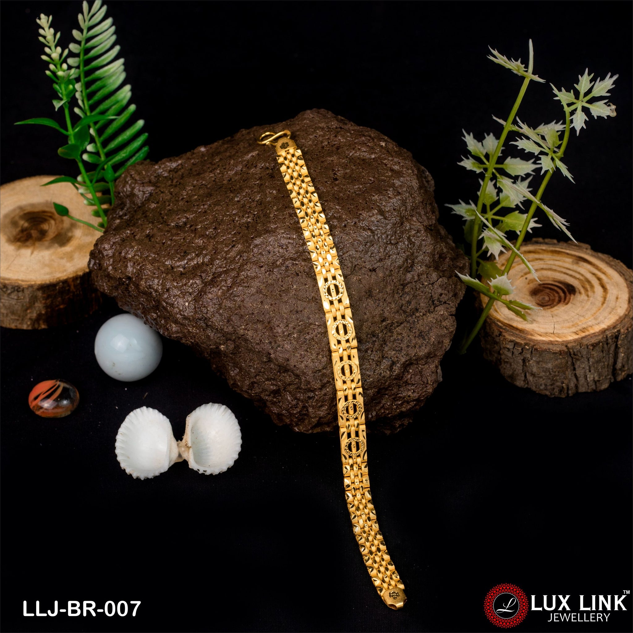 1 Gram Gold Plated Best Quality Attractive Design Bracelet For Men - BR - 007