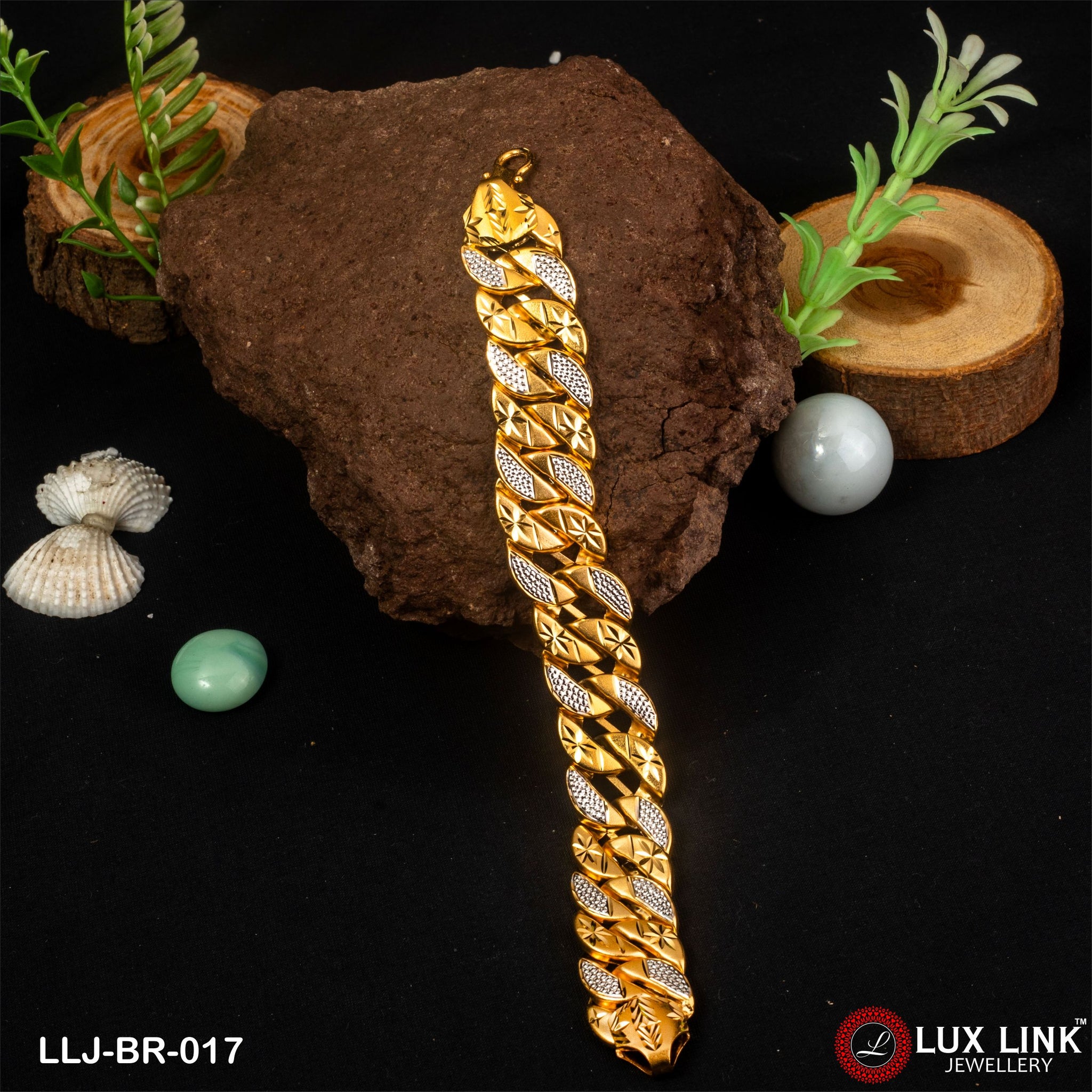 1 Gram Gold Plated Fabulous Design Pokal Bracelet for Men - BR - 017