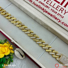 1 Gram Gold Plated With Diamond Design High-quality Bracelet For Men - BR - 019