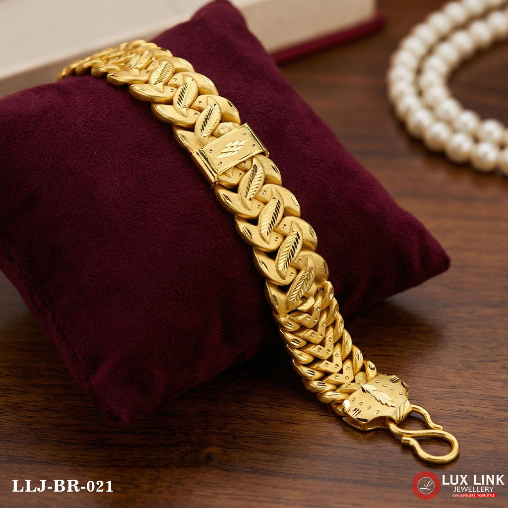 Gold Plated V Shape Pokal Sophisticated Design Bracelet For Men - BR - 021
