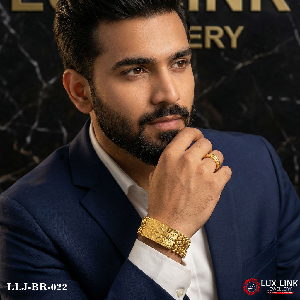 Gold Plated Triangle Best Quality Elegant Design Bracelet For Men - BR - 022