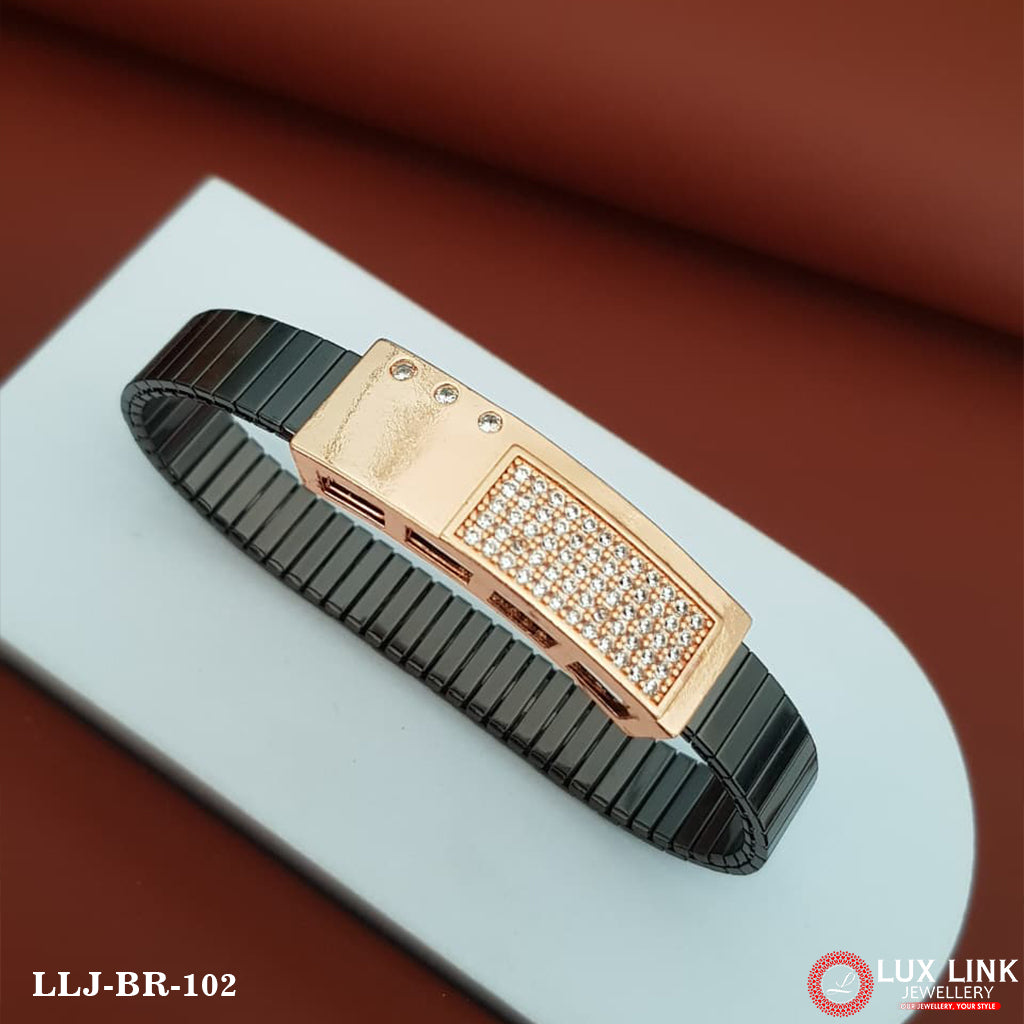 Latest Design Rose Gold & Black Color Bracelet for Men - BR - 102