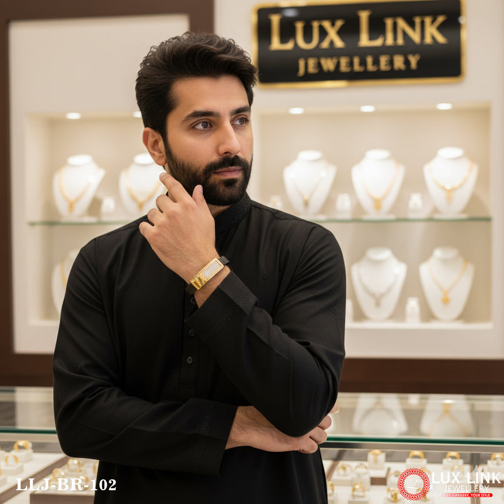 Latest Design Rose Gold & Black Color Bracelet for Men - BR - 102