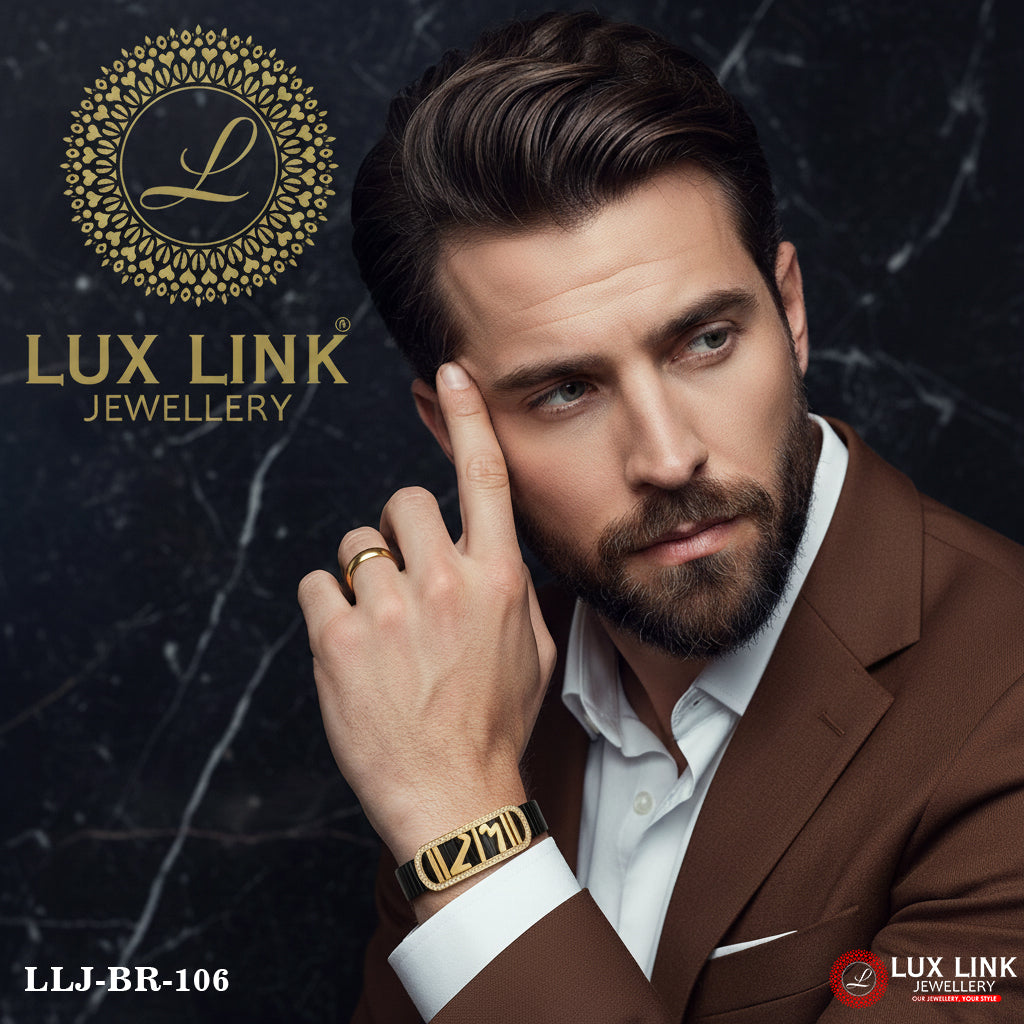 Popular Design Rose Gold & Black Color Bracelet for Men - BR - 106