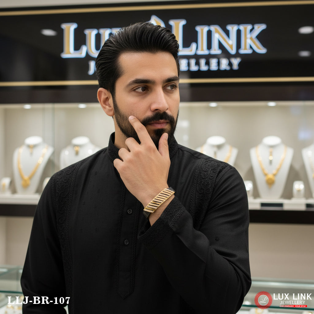 Trending Design Rose Gold & Black Color Bracelet for Men - BR - 107