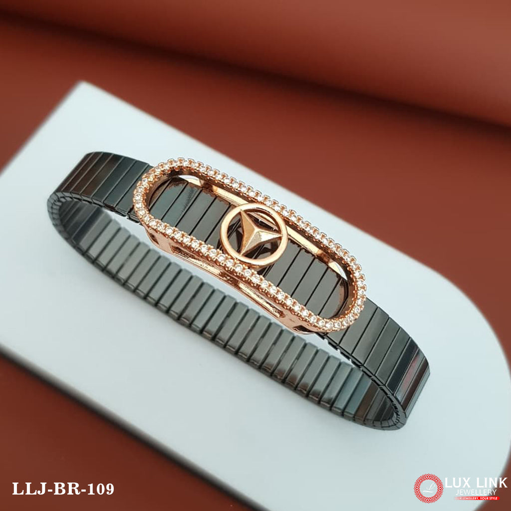 Triangle Design Rose Gold & Black Color Bracelet for Men - BR - 109