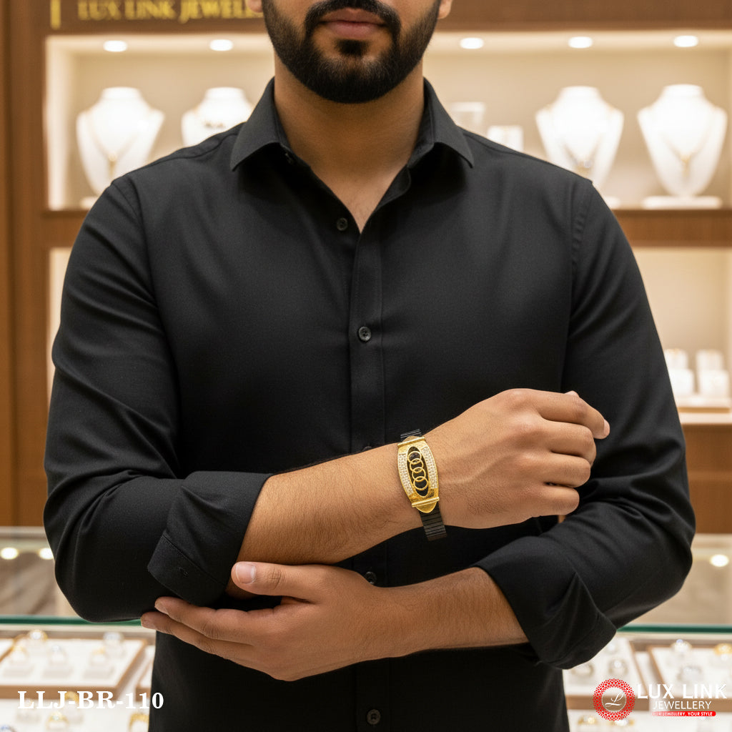 Superior Design Rose Gold & Black Color Bracelet for Men - BR - 110