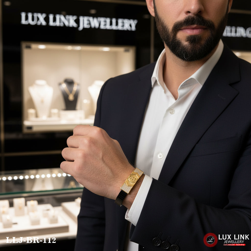 Fashionable Design Rose Gold & Black Color Bracelet for Men - BR - 112