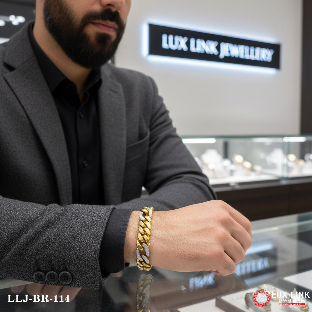 Delight Gold and Rhodium Plated Bracelet for Men - BR - 114