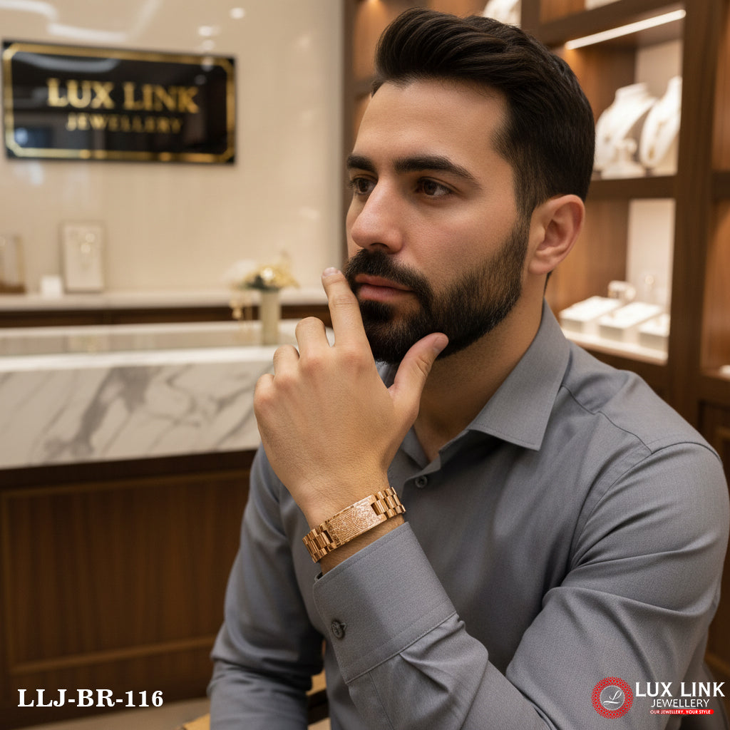 Charming Design Best Quality Rose Gold Color Bracelet For Men - BR - 116