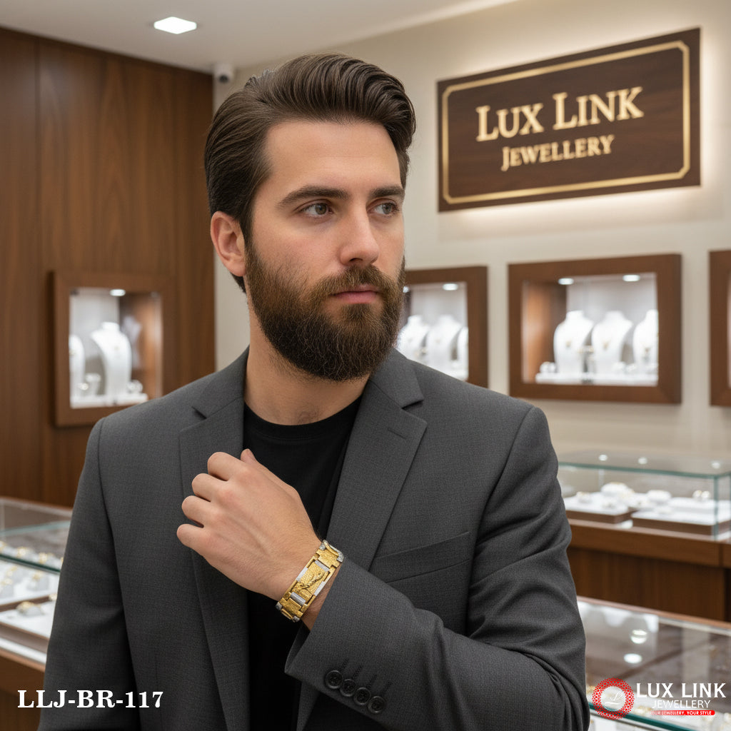 Cartier Design Men’s Fashion Gold Pleted Jaguar Logo Bracelet For Men - BR - 117