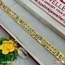 Attractive Diamond And Golden Recktangle Bracelet For Men BR -124