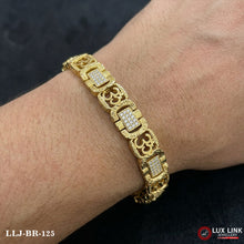 Gold Plated With Diamond Om Design Bracelet For Men BR -125