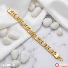 Gold Plated With Diamond Om Design Bracelet For Men BR -125