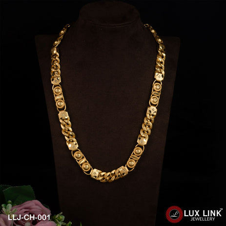 1 Gram Gold Plated 2 In Glamorous Design Pokal Chain for Men - CH - 001