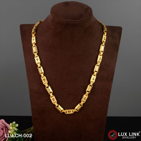 1 Gram Gold Plated Fabulous Design Nawabi Chain for Men - CH - 002