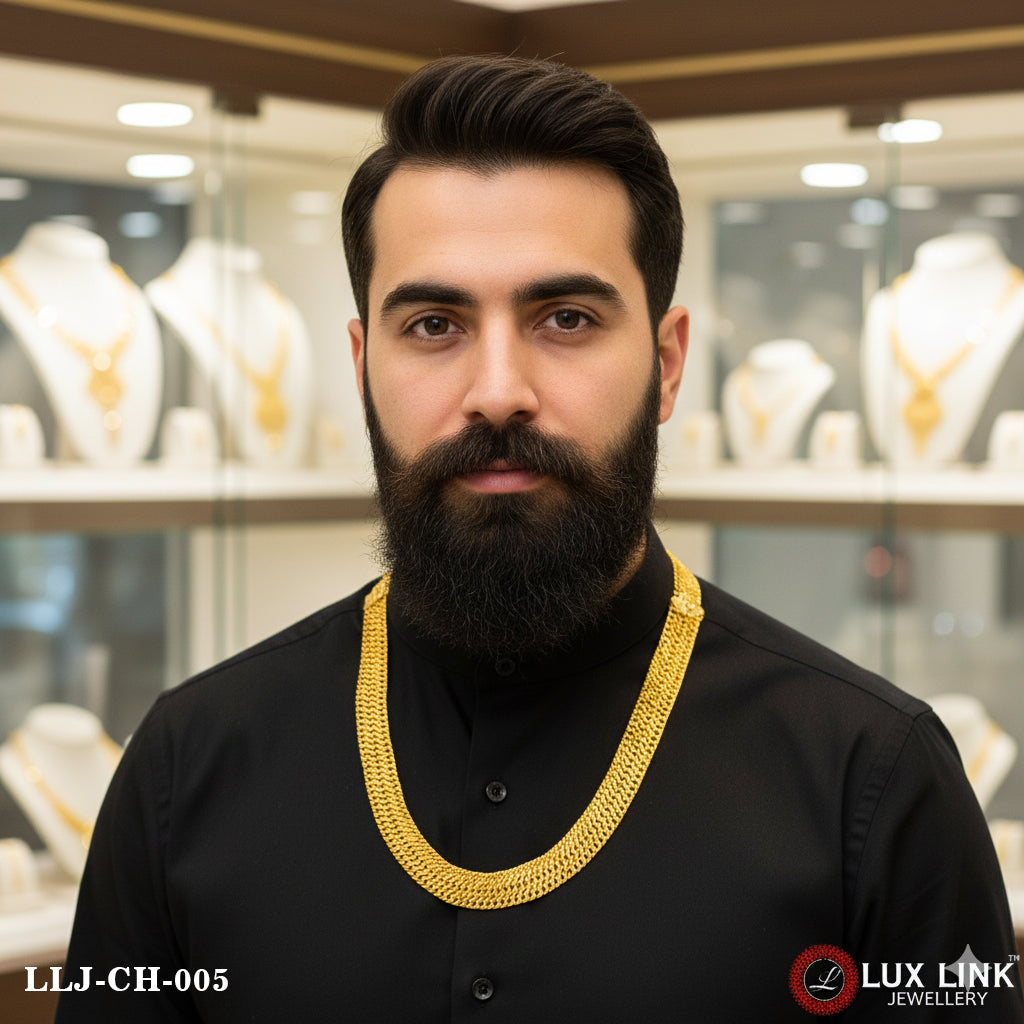 1 Gram Gold Plated Line Pokal Finely Detailed Design Chain For Men - CH - 005