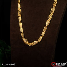 1 Gram Gold Plated Traditional Patta and Biscuit Chain for Men - CH - 006