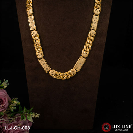 1 Gram Gold Forming Long Nawabi with Pokel Chain for Man - CH - 008