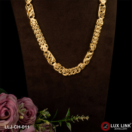 1 Gram Gold Plated Awesome Design Kohli Pokal Chain For Men - CH - 011