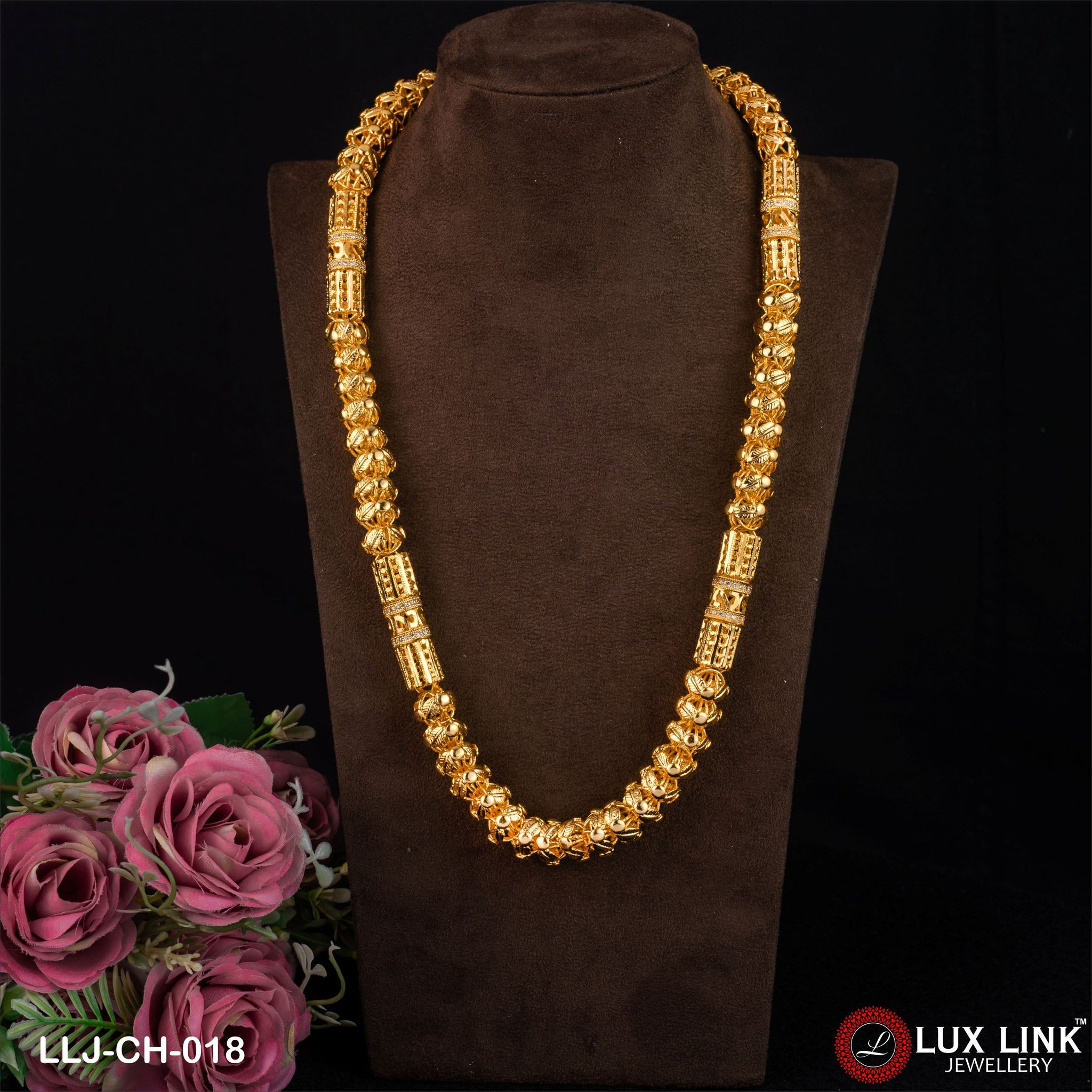 Rajwadi with Diamond Finely Detailed Design Gold Plated Chain for Men - CH - 018
