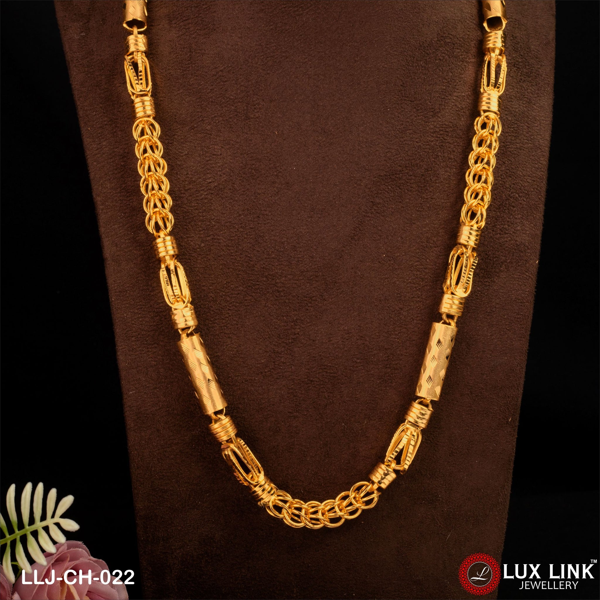 1 Gram Gold Plated Fancy Design High-Quality Rajwadi Chain for Men - CH - 022