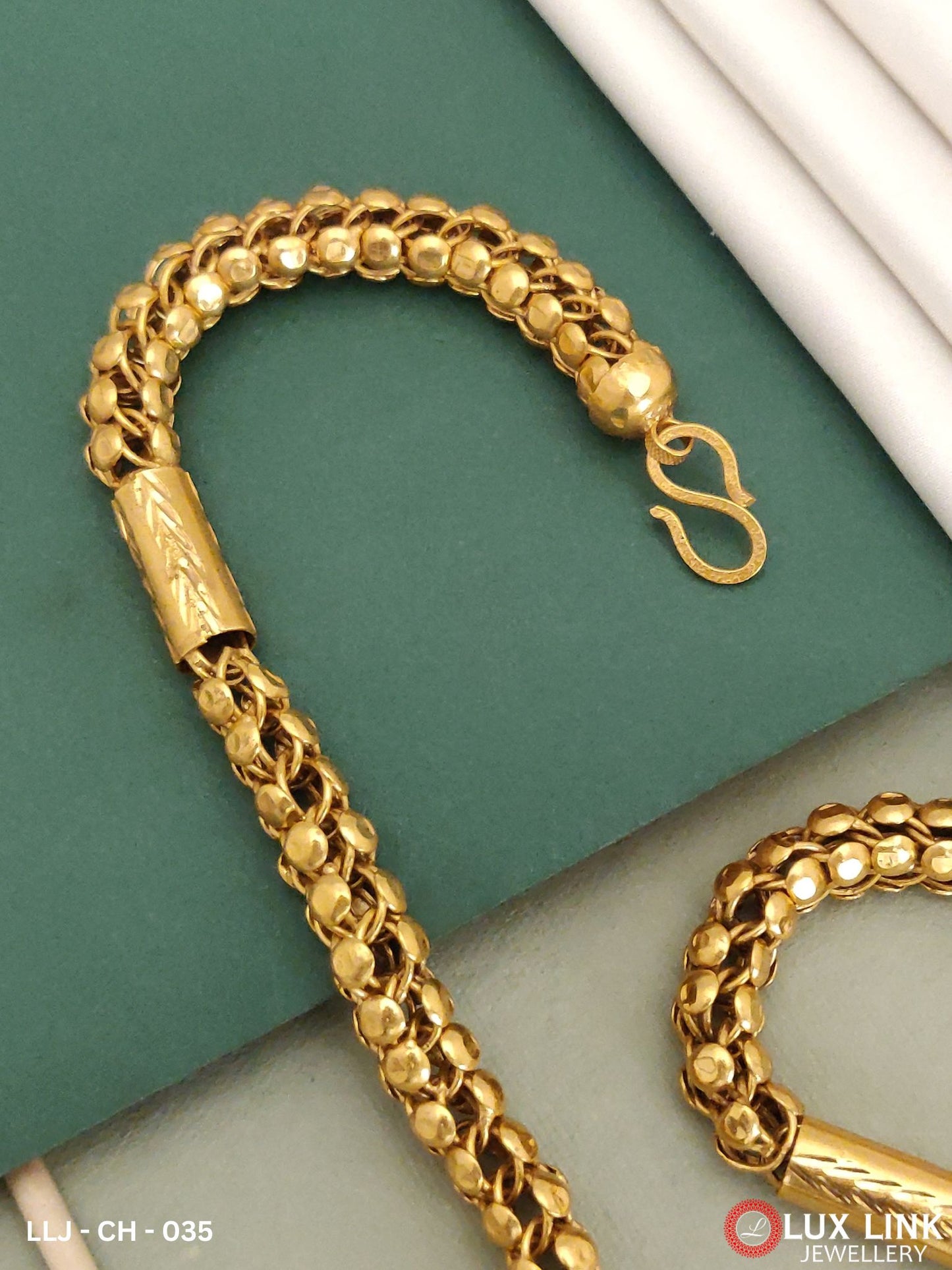 Gold Platted Rajwadi Kadi With Pipe On Cape Design Chain For Men - CH -035