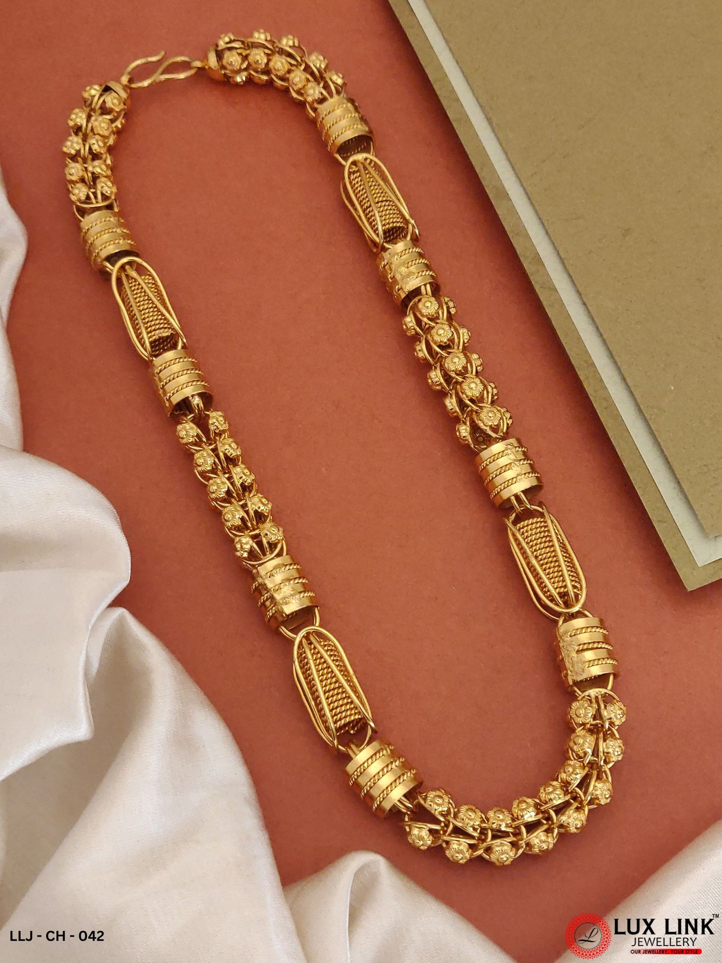 Classical Gold Plated Antique Design Finely Detailed Design Chain for Men -CH-042