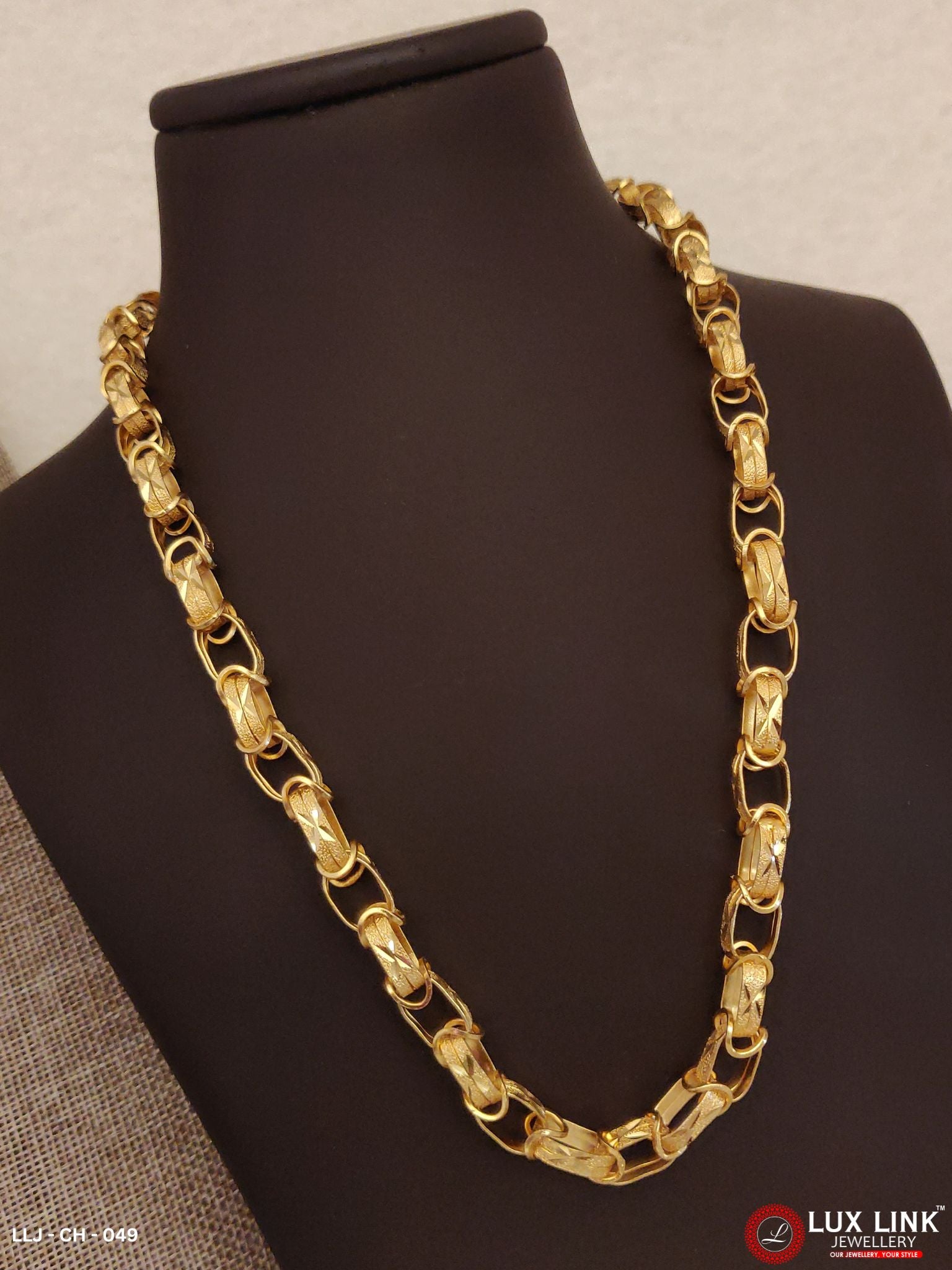 New Classical Nagmani Design Gold Platted Chain For Men - CH-49