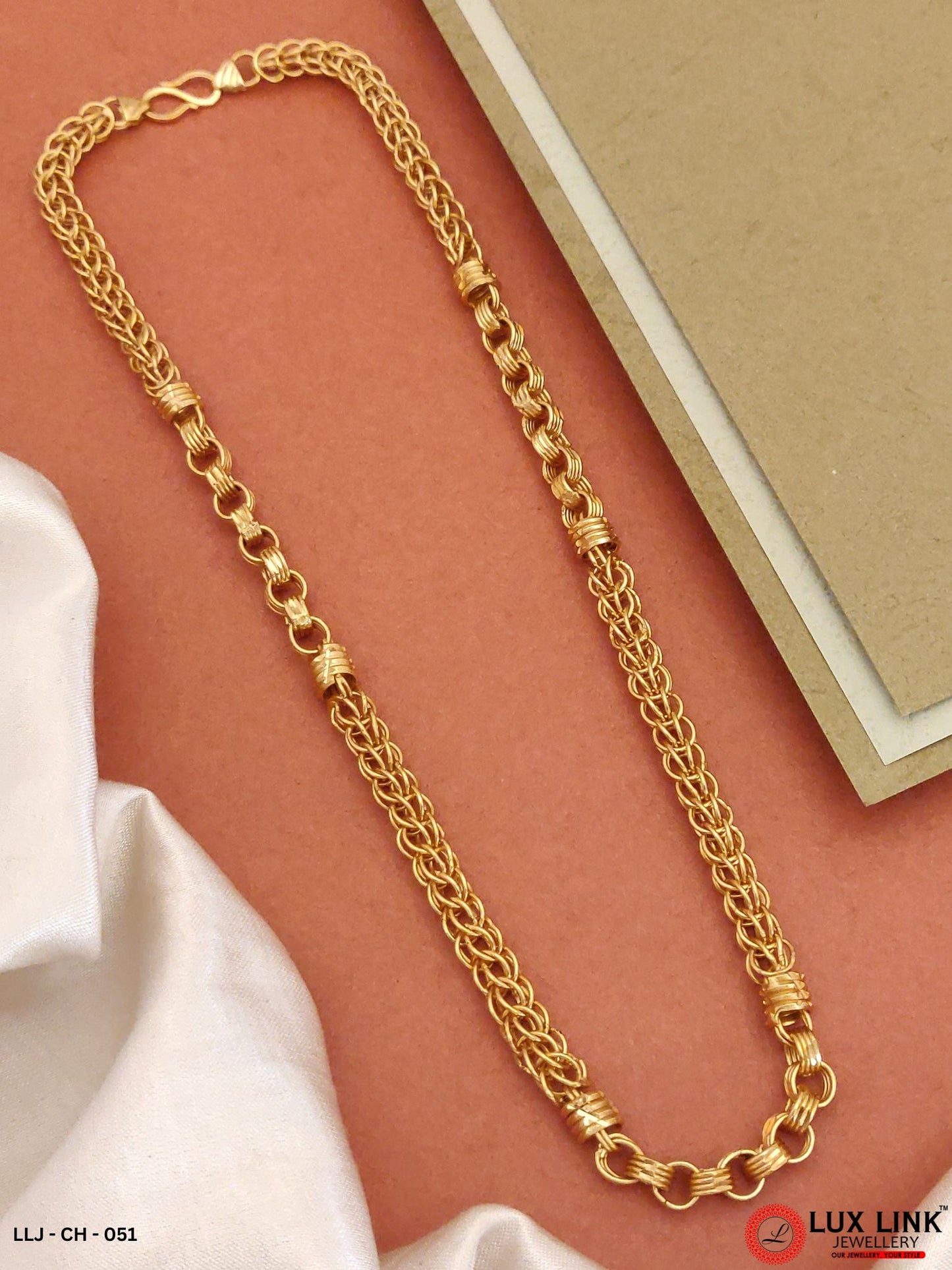 Fabulous Design with Diamond Delicate Design Gold Chain for Men -CH-051