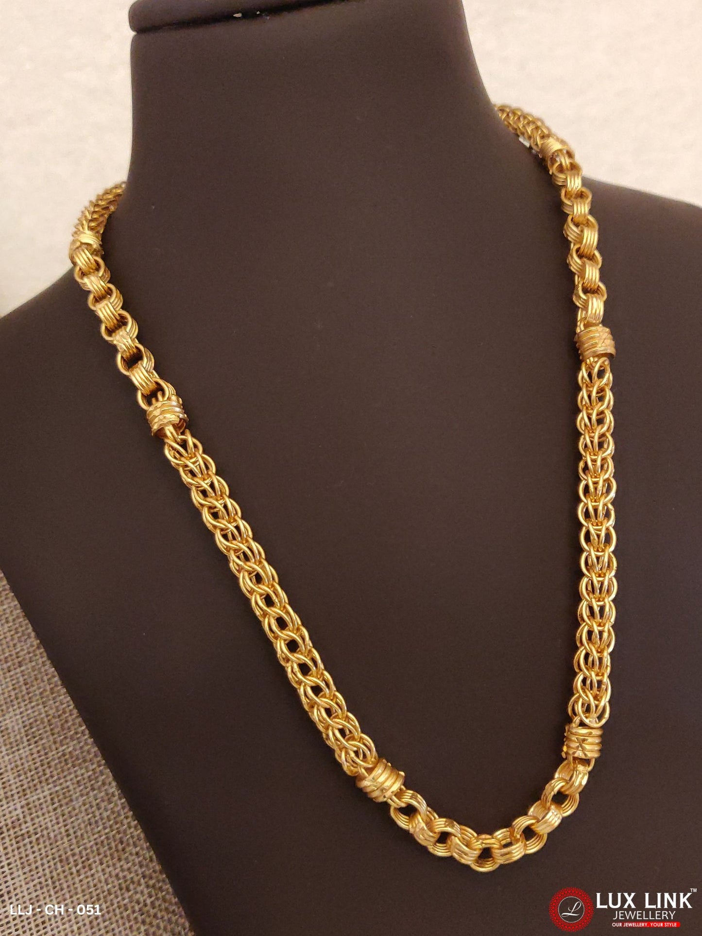 Fabulous Design with Diamond Delicate Design Gold Chain for Men -CH-051