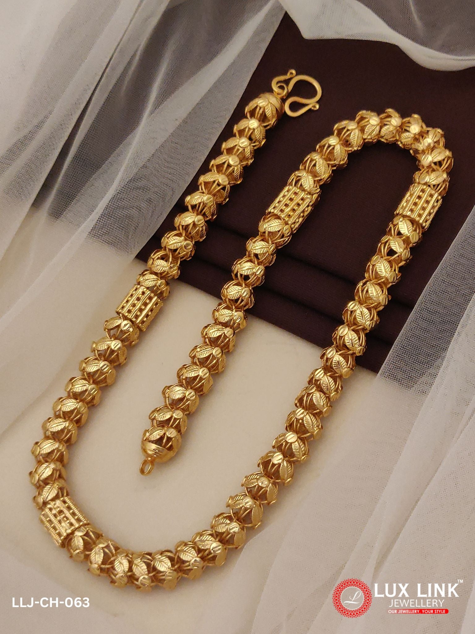 1 Gram Gold Plated Rajwadi Fabulous Design Chain for Men -CH-063