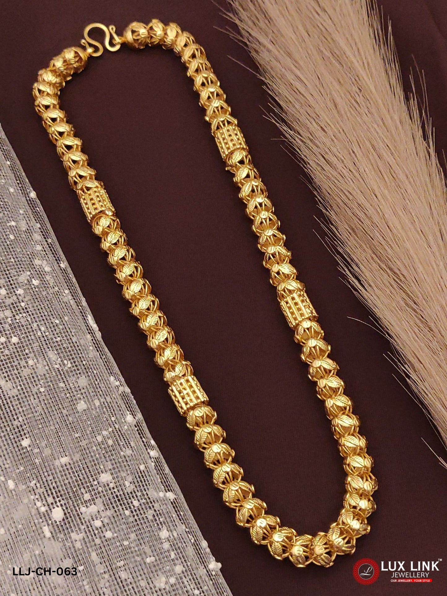 1 Gram Gold Plated Rajwadi Fabulous Design Chain for Men -CH-063