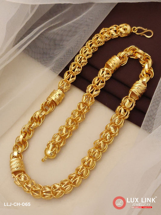 1 Gram Gold Plated 2 In 1 Rajwadi Fashionable Design Chain for Men -CH-065