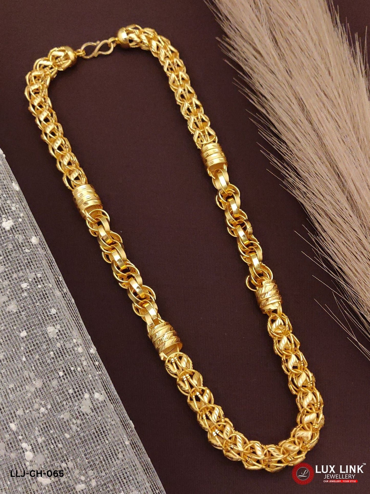 1 Gram Gold Plated 2 In 1 Rajwadi Fashionable Design Chain for Men -CH-065