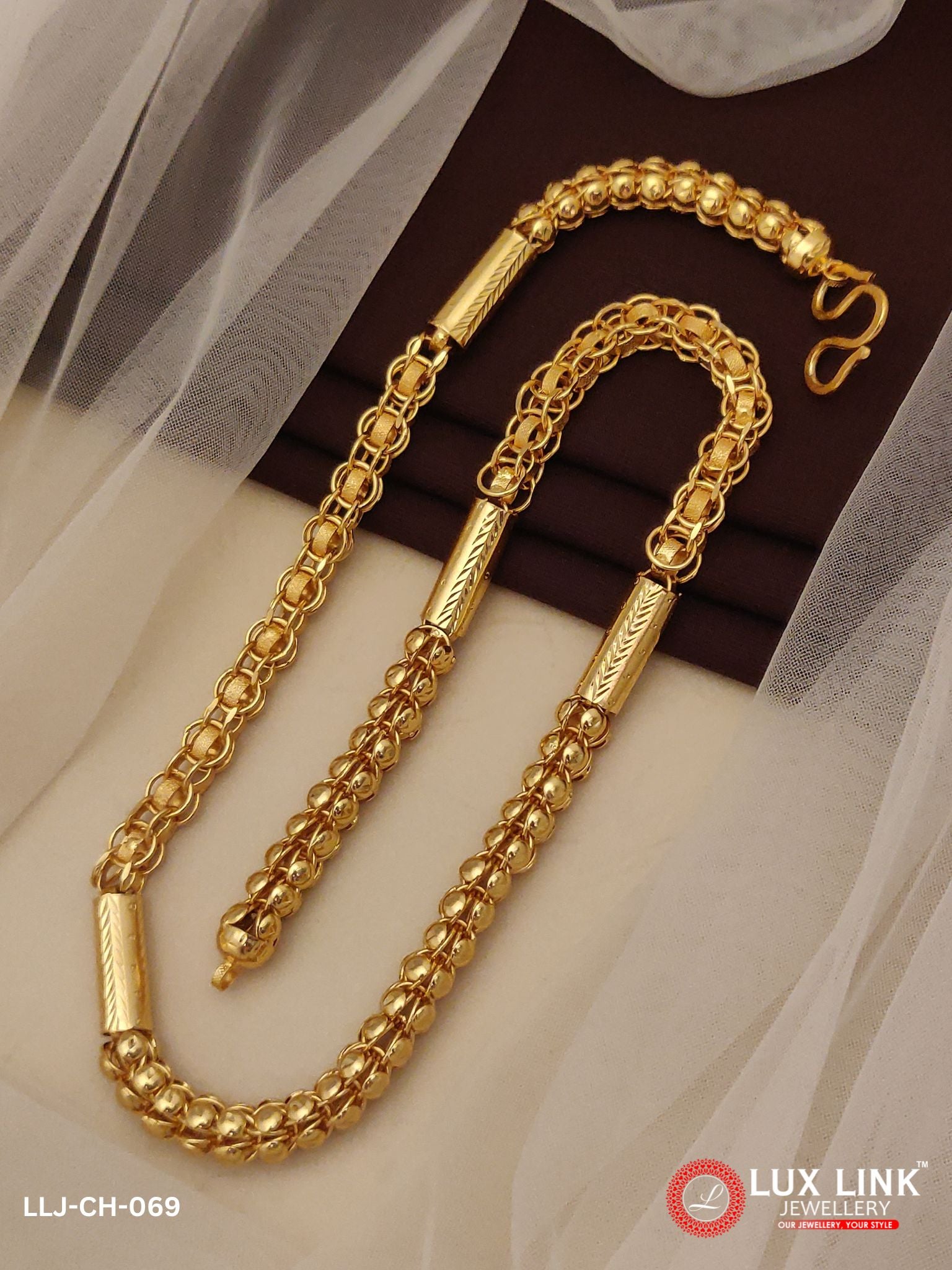 Micro Gold Plated Rajwadi Exciting Design High-Quality Chain for Men -CH-069