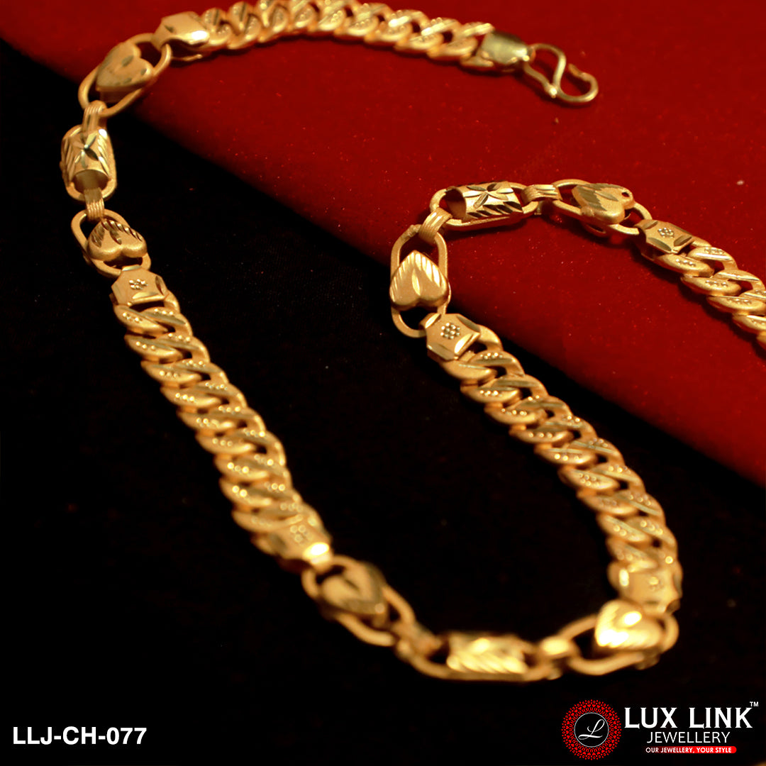 1 Gram Gold Plated 2 In 1 Pokal Sophisticated Design Chain For Men -CH-077