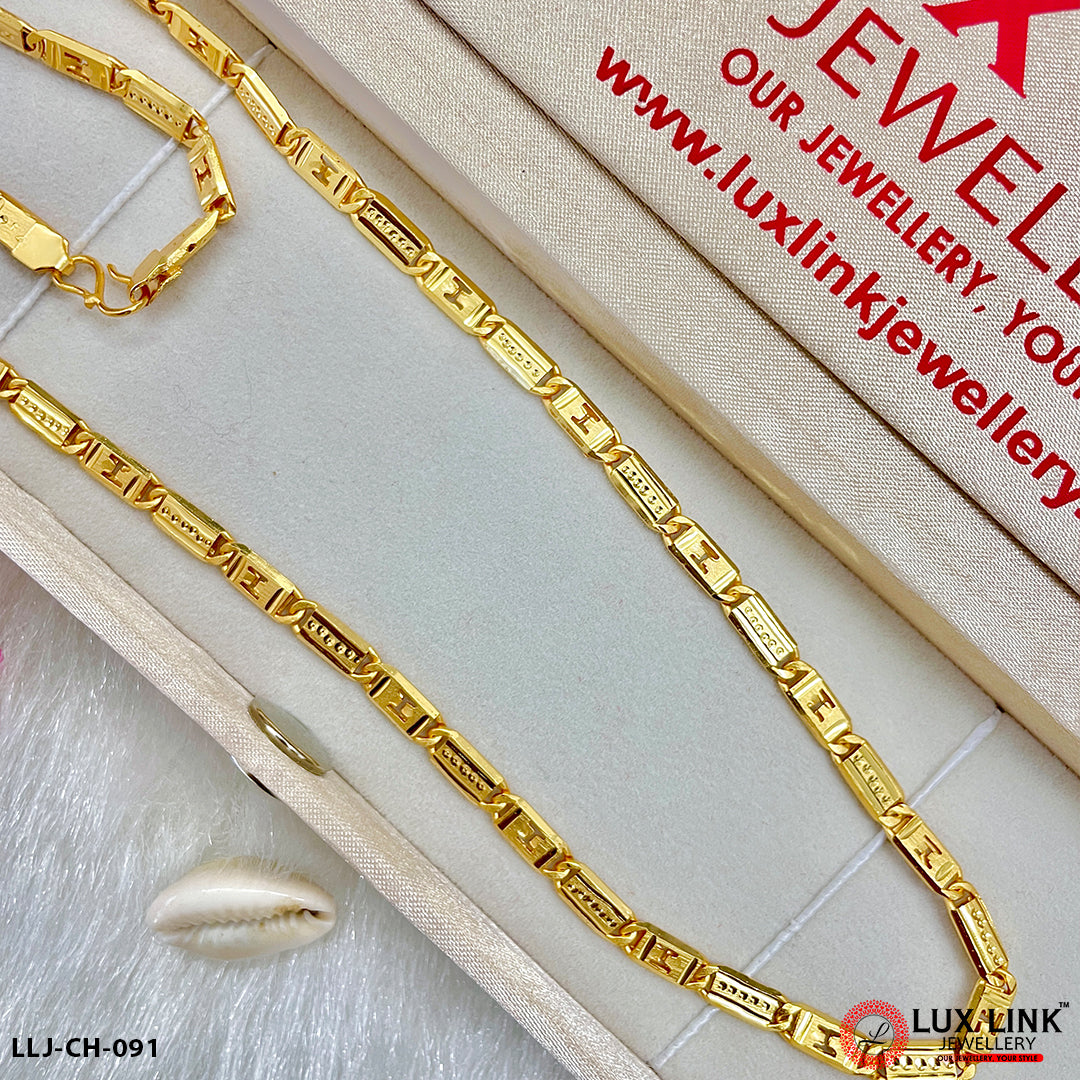 1 Gram Gold Forming - Nawabi Exclusive Design Gold Plated Chain - CH - 091