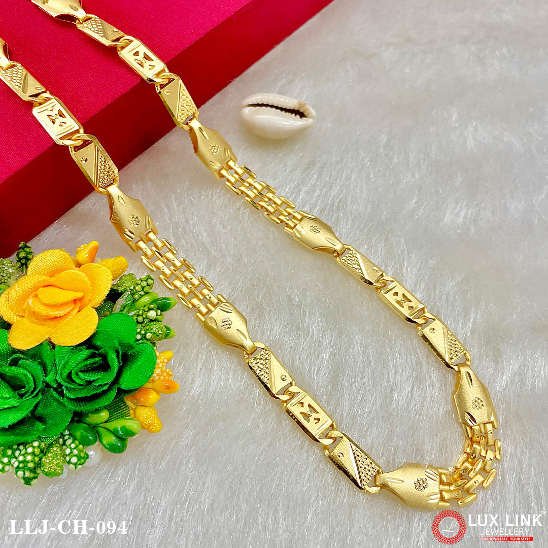 1 Gram Gold Plated Dainty Design Best Quality Nawabi Chain for Men - CH - 094