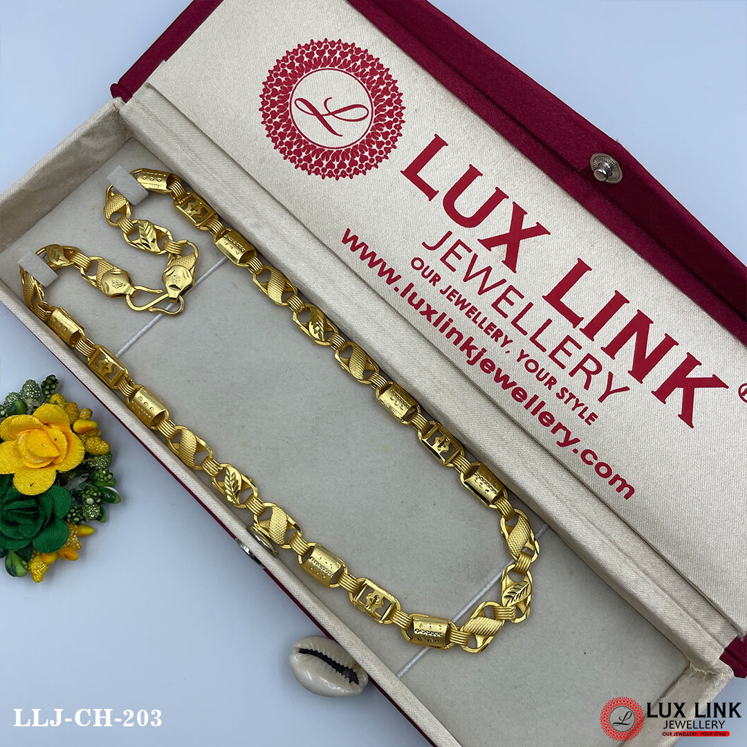 2 In 1 Sophisticated Design Gold Plated Chain For Men - CH - 203