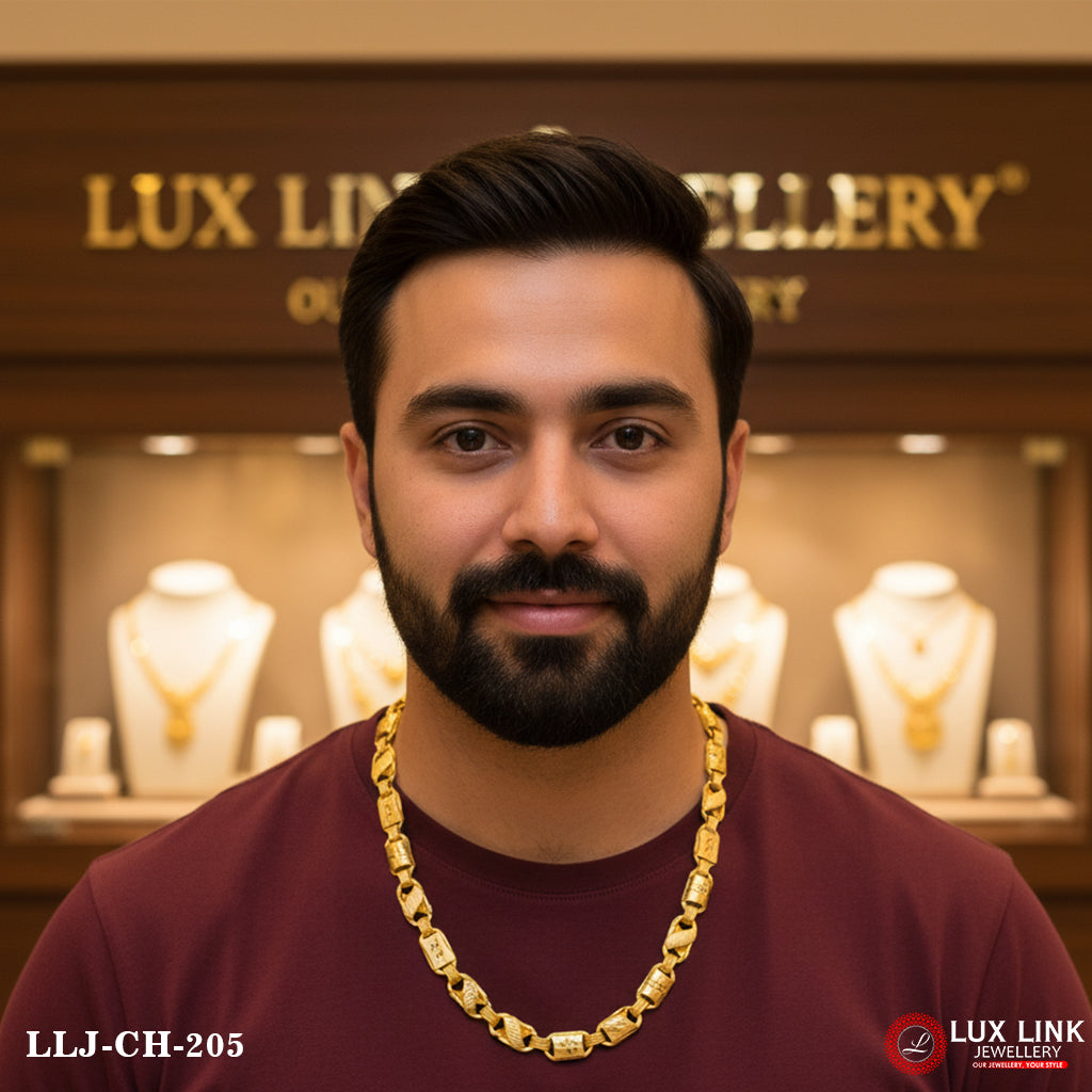 3 In 1 Exclusive Design Gold Plated Nawabi Chain for Men - CH - 205