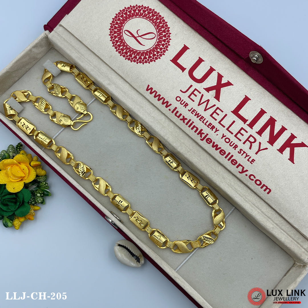 3 In 1 Exclusive Design Gold Plated Nawabi Chain for Men - CH - 205