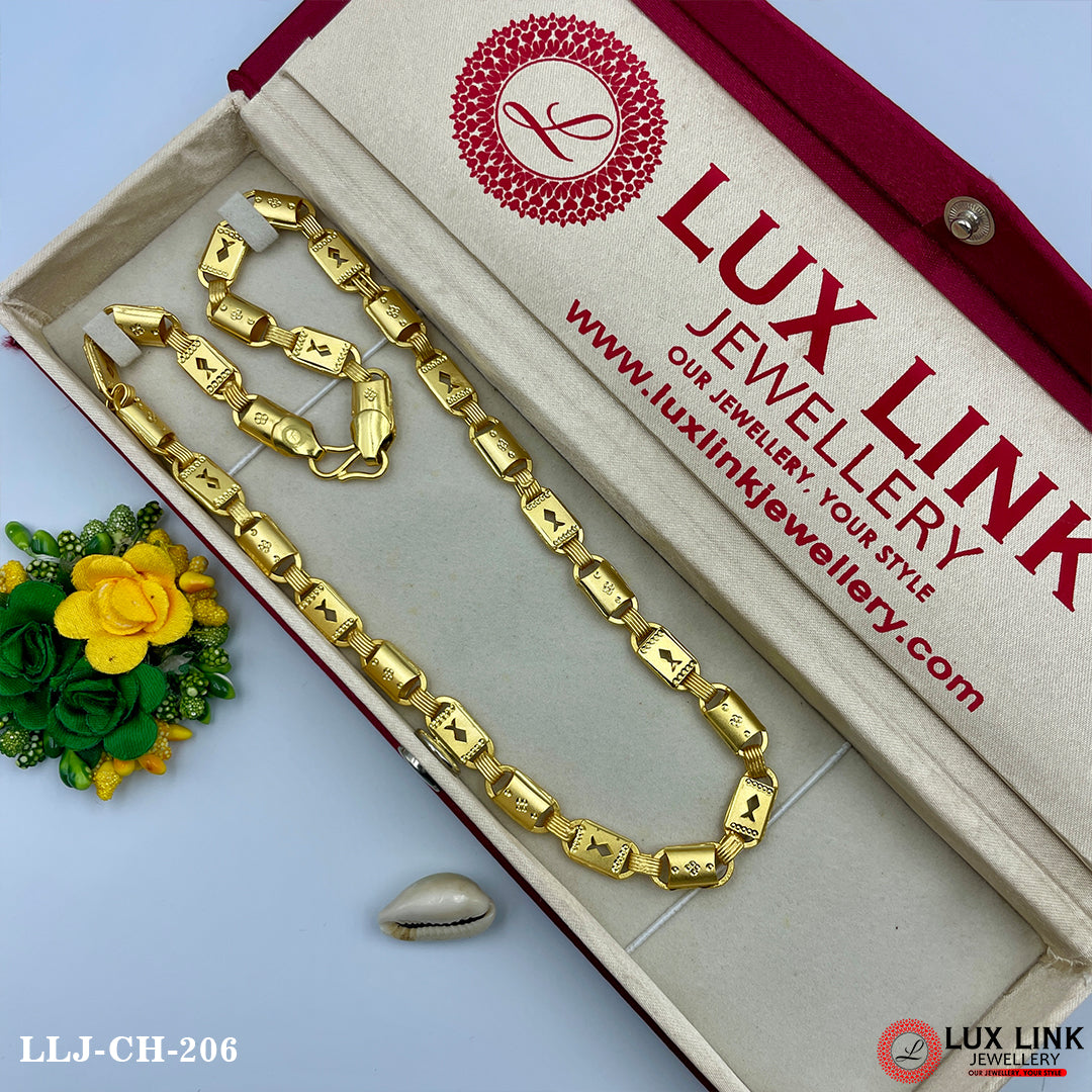 2 In 1 Exclusive Design Gold Plated Nawabi Chain For Men - CH - 206