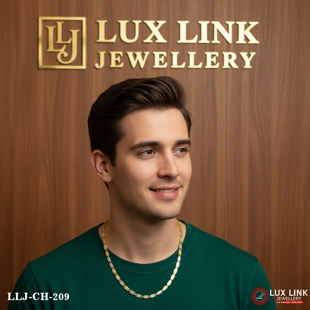 Decorative Design Best Quality Golden & Silver Color Chain For Men - CH - 209