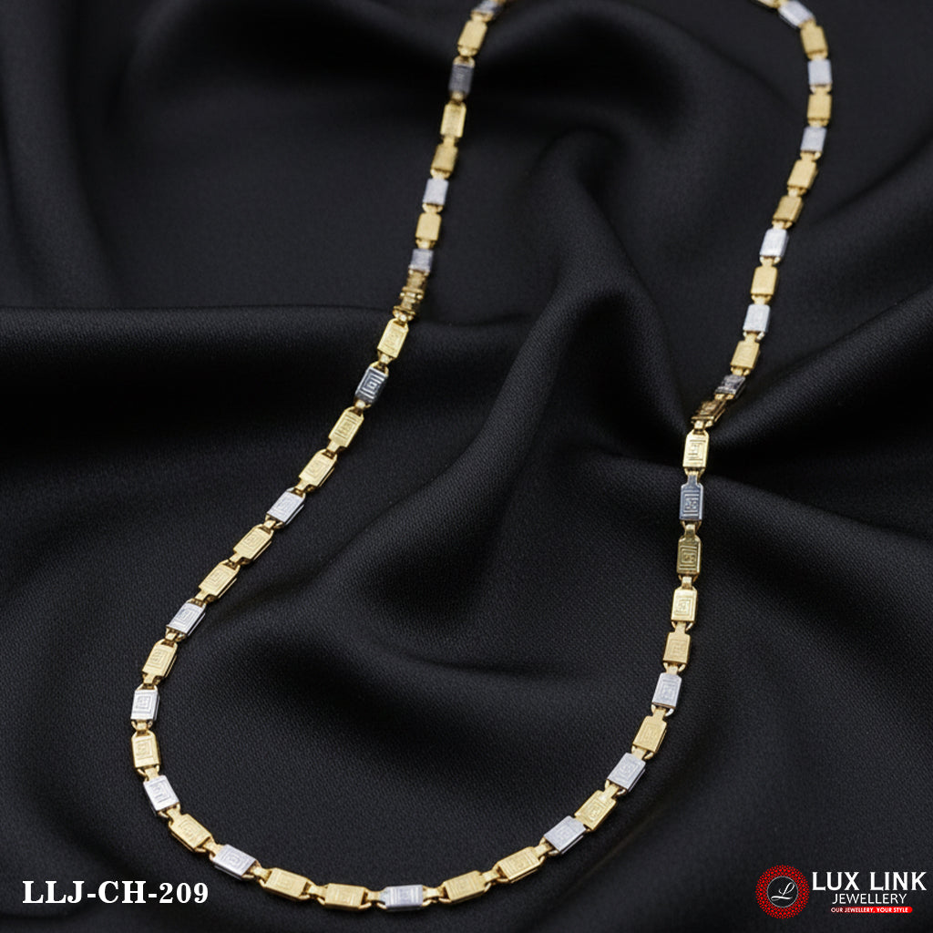 Decorative Design Best Quality Golden & Silver Color Chain For Men - CH - 209