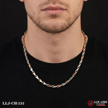 Silver and 18k Rose Gold Chain for Men LLJ-CH-235